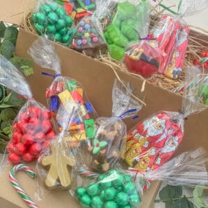 a close-up photo of a christmas chocolate gift hamper