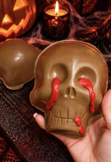 PRE ORDER- Bone Apetite  Halloween Skull Belgian Milk Chocolate 1kg Pistachio & Kunafa Buenito Hazelnut Filling